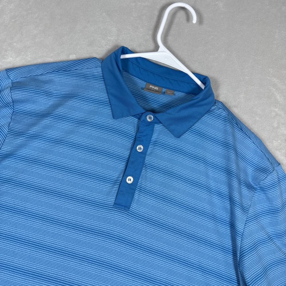Ping Golf Shirt Men's Size Medium Short Sleeve Sensor Cool Polo Blue Striped